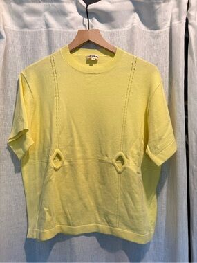 Degen Sunny Yellow Knit Short-Sleeve Sweater